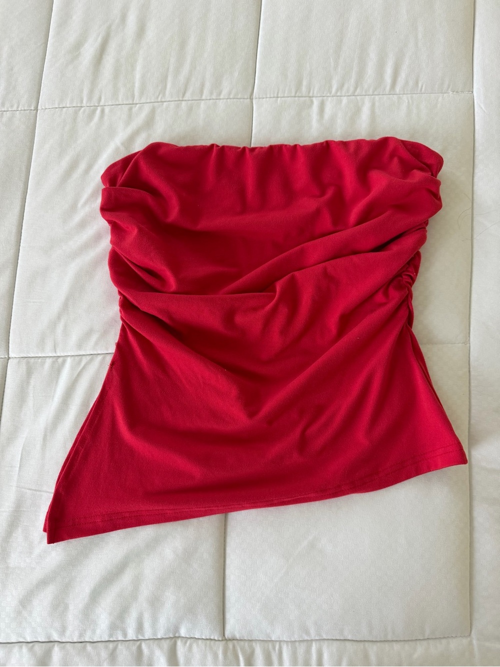 SHEIN Red Strapless Ruched Tube Top